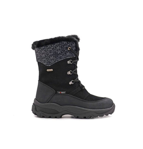 Attiba Mid Boots 36 EU / B (Medium) / Black Attiba Women's Mid Lace Up Ice Grip Spike Winter Boots - Black