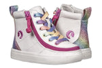 Billy Footwear Kids Shoes Billy Footwear Kid's Girls Classic Lace High Top Sneakers - White Rainbow