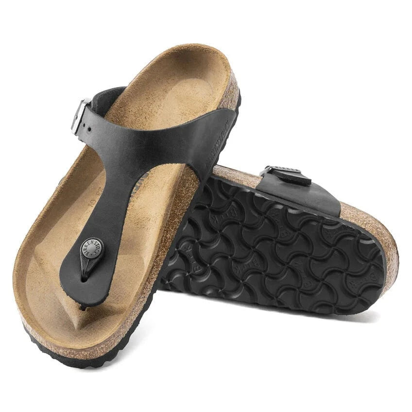 Birkenstock Gizeh Sandals- Black Oiled Leather