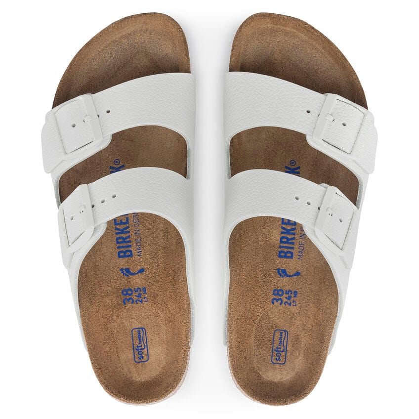 Birkenstock Arizona Two Strap Sandals (Soft Footbed) White Leather