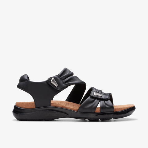 Clarks Ankle Strap Sandals Clarks Womens Kitly Ave Sandals - Black Leather