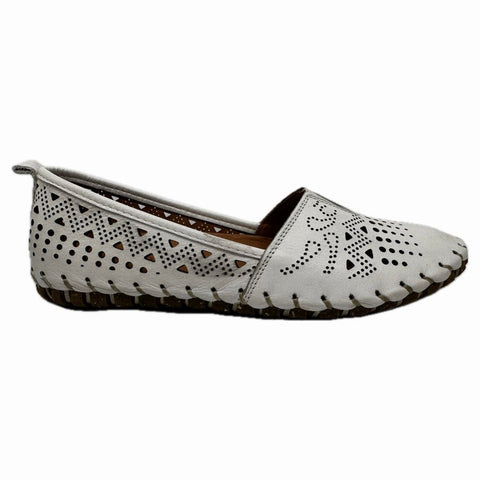Everly Slip-Ons & Loafers White Leather / 35 EU / B (Medium) Everly Womens Luna-03 Slip Ons -White Leather