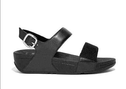 FitFlop Ankle Strap Sandals 7 LULU Back-Strap Leather Sandals - Black