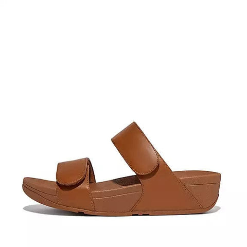Fitflop Sandals 5 / Brown / B (Medium) Fitflop Womens Lulu Adjustable Leather Slides - Light Tan