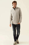 Garcia Men's wear Zippered Pullover Cable Sweater - Oatmeal