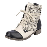 Rieker 0 - Shoes Rieker Womens Zipper and Lace Boots - Beige Combination
