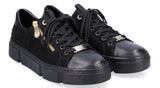 Rieker Walking Shoe/Runner 38 N5932-00 Lace up Sneaker with Zipper - Black