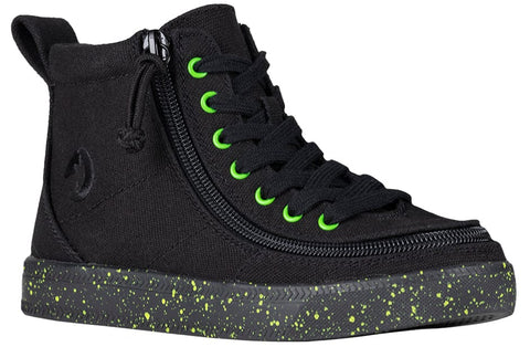 Billy Footwear Kids Green Dino / 8 / M Billy Footwear Kid's Classic Lace High Top Sneakers - Black /Green Speckle