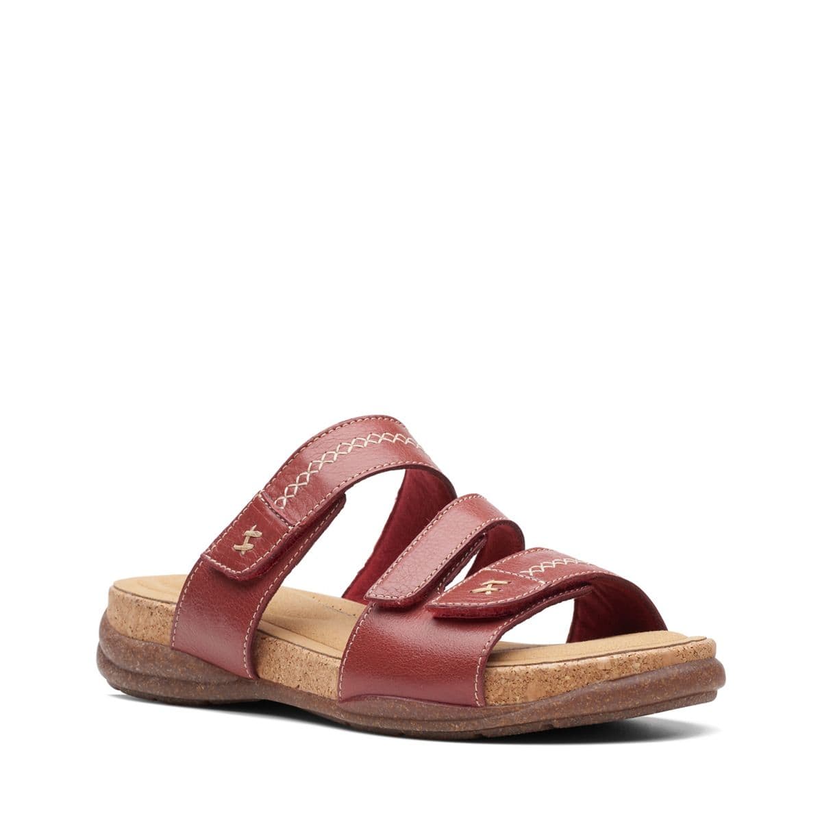 Clarks Womens Roseville Bay Sandals Red Leather