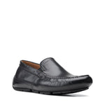 Clarks Shoe Clarks Mens Markman Plain Loafers - Black Leather