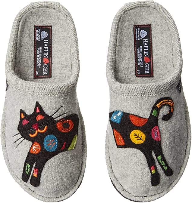 Sole to Soul - Haflinger Womens Sassy Kitty Slippers - Silver Grey