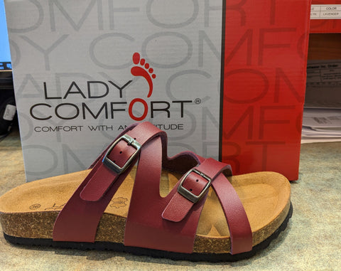 Lady Comfort Sandals 36 / Regular / Burgundy Lady Comfort Womens Debra Sandals - Burgundy