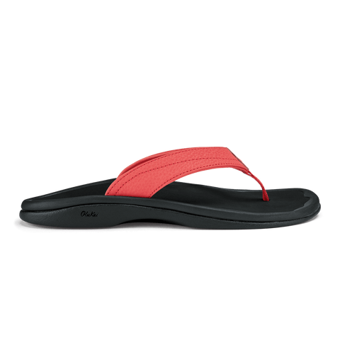 OluKai Sandal Olukai Womens Ohana Sandals - Hot Coral/ Black