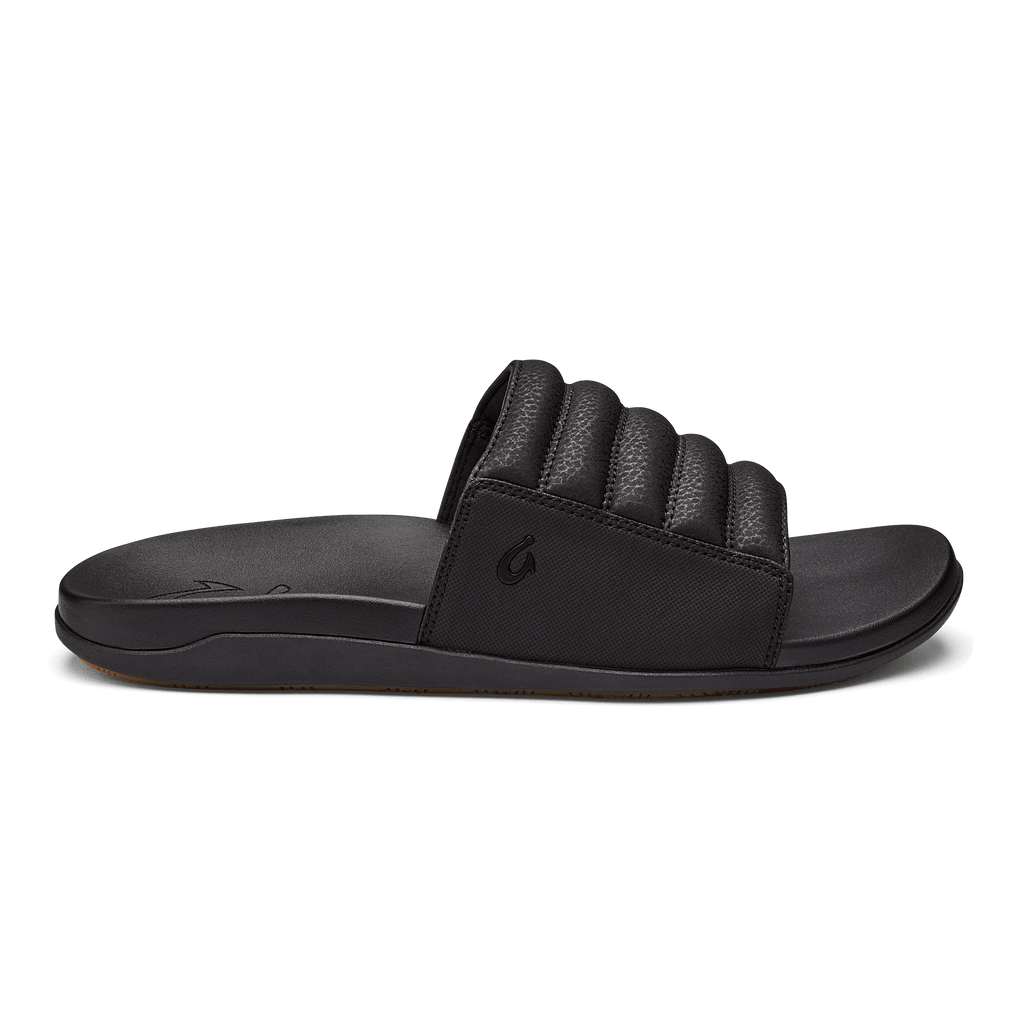 OluKai Mens Maha 'Olu Slide Sandals Black Sole To Soul Footwear Inc.