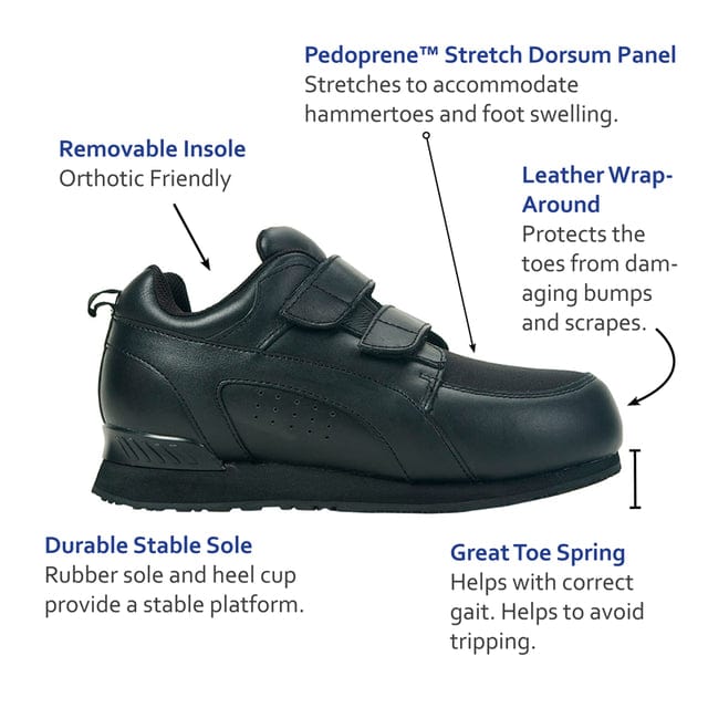 Pedors Unisex Classic PED 800X Stretch Orthopedic Shoes- Black
