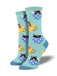 SockSmith Socks O/S / Tea Cats SockSmith Womens Graphic Cotton Crew Socks