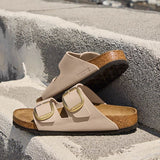 Birkenstock Arizona Big Buckle Sandals - Sandcastle Nubuck Leather