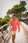 A Fish Named Fred Apparel & Accessories Linen Long Sleeve Shirt - Coral Brasil