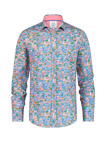 A Fish Named Fred Apparel & Accessories Small FAVELA Long Sleeve Shirt - Multi Pink