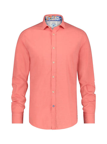 A Fish Named Fred Apparel & Accessories Small Linen Long Sleeve Shirt - Coral Brasil