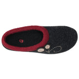 Acorn Slippers - Open Heel Acorn Women's Dara Slippers- Charcoal Button