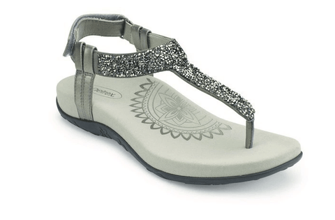 Aetrex Ankle Strap Sandals 37 Aetrex Jade Gunmetal Sandal - Sparkled Grey