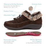 Aetrex Slipper Boots Aetrex Women's Chrissy Furry Slip On Boots- Espresso