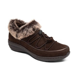 Aetrex Slipper Boots Aetrex Women's Chrissy Furry Slip On Boots- Espresso