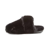 Aetrex Slippers - Open Heel Aetrex Women's Misty Furry Slippers- Black