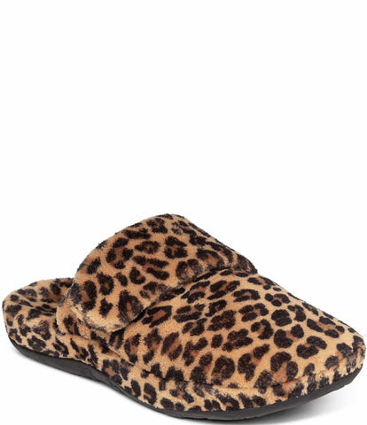 Aetrex Slippers - Open Heel Leopard / 35 EU / B (Medium) Aetrex Womens Mandy Close Toe Slipper - Leopard