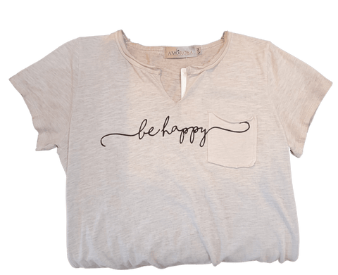 Amorosa Apparel & Accessories S/M Be Happy Shirt - Distressed Pink
