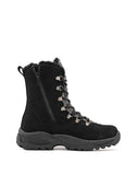Attiba Mid Boots Attiba Women's Mid Lace & Zip Ice Grip Combat Winter Boots- Black