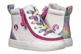 Billy Footwear Kids Shoes Billy Footwear Kid's Girls Classic Lace High Top Sneakers - White Rainbow
