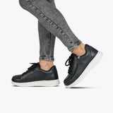 Billy Footwear Kids Shoes Billy Footwear Women's Leather Comfort Plush Sneakers- Black