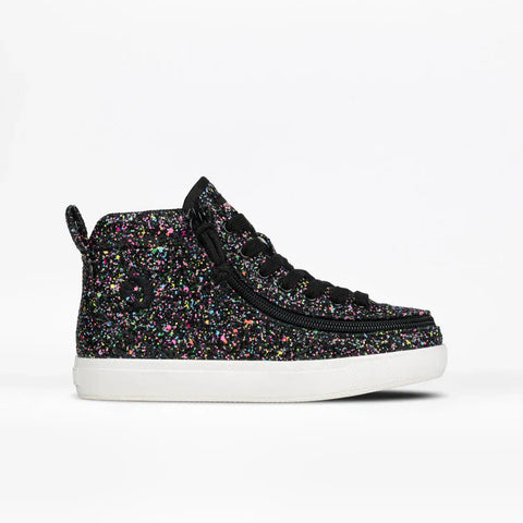 Billy Footwear Kids Shoes Medium / Black Glitter / 10 US Billy Footwear Kid's Girls Classic D|R II High Top Sneakers- Black Multi Glitter