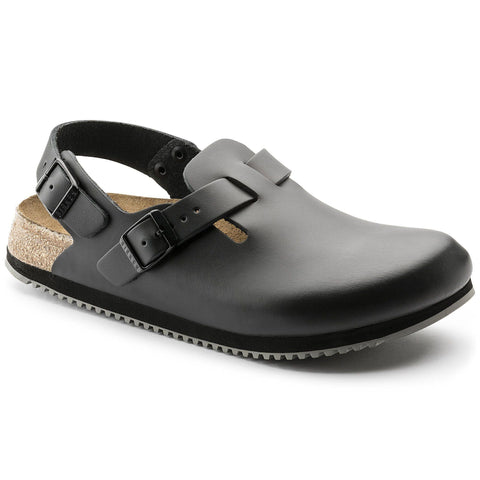 Birkenstock Clogs - Ankle Strap Birkenstock Tokio Super Grip Clogs- Black Leather