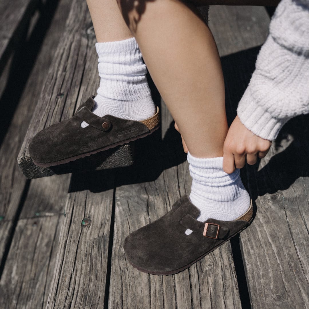Birkenstock Clogs Birkenstock Boston (Soft Footbed) Suede Leather Clogs - Mocha