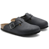 Birkenstock Clogs - Open Heel Birkenstock Boston Clogs - Black Oiled Leather