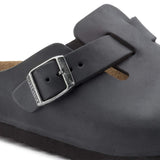 Birkenstock Clogs - Open Heel Birkenstock Boston Clogs - Black Oiled Leather