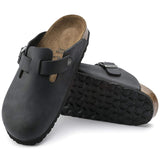 Birkenstock Clogs - Open Heel Birkenstock Boston Clogs - Black Oiled Leather