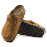 Birkenstock Clogs - Open Heel Birkenstock Boston Suede Clogs (Soft Footbed)- Mink