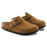 Birkenstock Clogs - Open Heel Birkenstock Boston Suede Clogs (Soft Footbed)- Mink