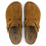 Birkenstock Clogs - Open Heel Birkenstock Boston Suede Clogs (Soft Footbed)- Mink