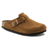 Birkenstock Clogs - Open Heel Birkenstock Boston Suede Clogs (Soft Footbed)- Mink