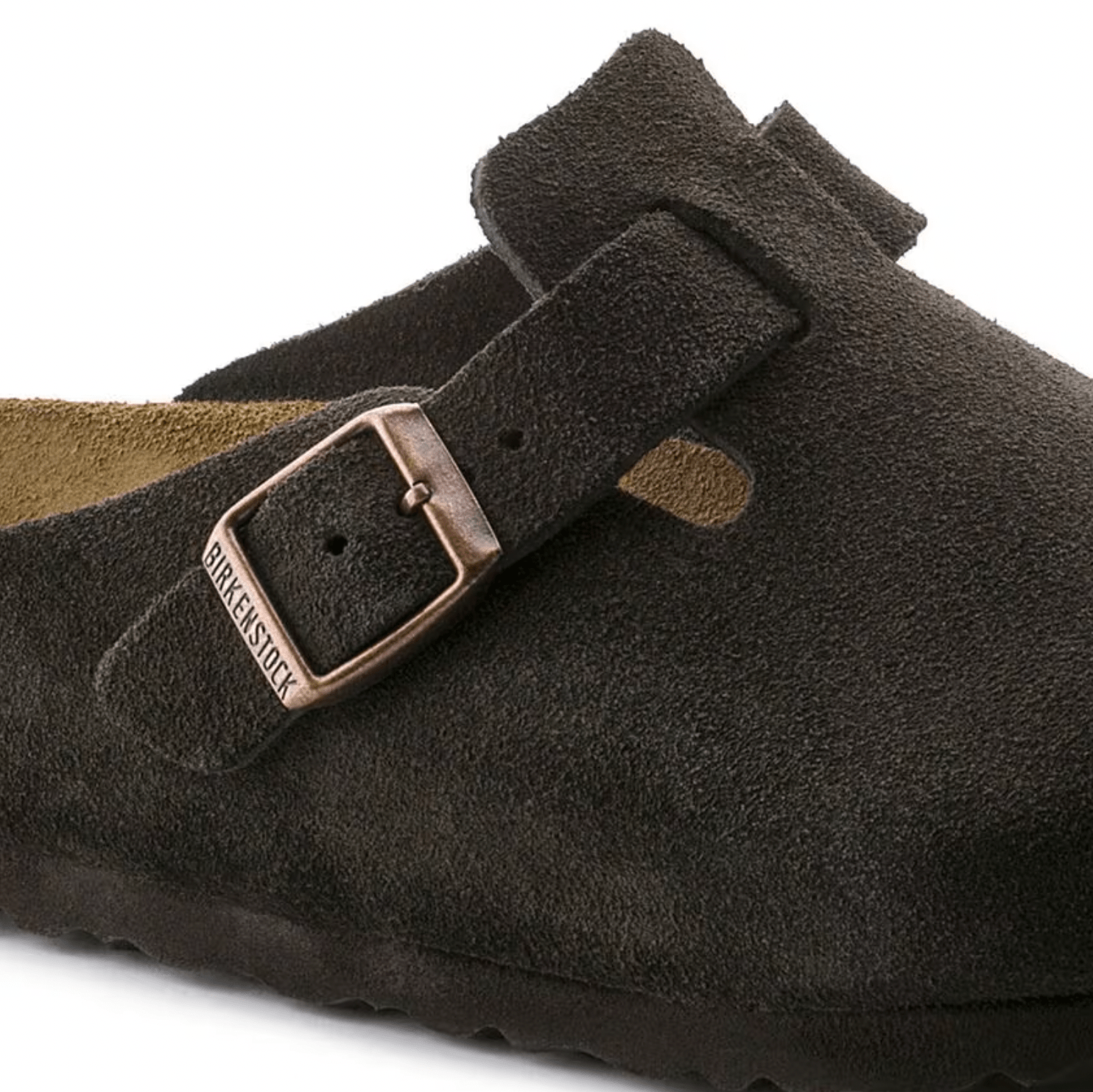 Birkenstock Clogs - Open Heel Birkenstock Boston Suede Clogs (Soft Footbed)- Mocha