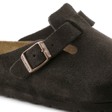 Birkenstock Clogs - Open Heel Birkenstock Boston Suede Clogs (Soft Footbed)- Mocha