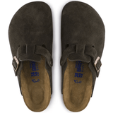 Birkenstock Clogs - Open Heel Birkenstock Boston Suede Clogs (Soft Footbed)- Mocha