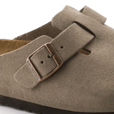 Birkenstock Clogs - Open Heel Birkenstock Boston Suede Clogs (Soft Footbed)- Taupe