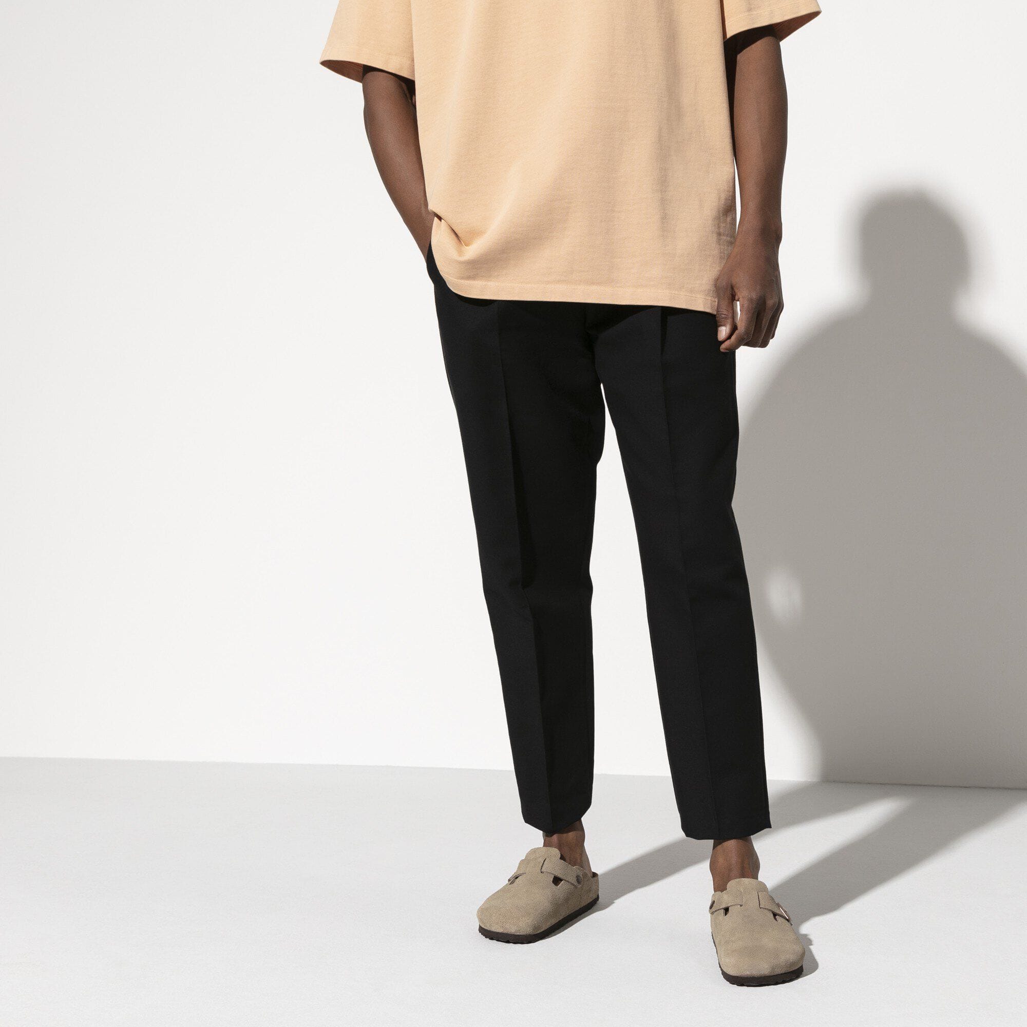 Birkenstock Clogs - Open Heel Birkenstock Boston Suede Clogs (Soft Footbed)- Taupe