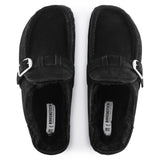 Birkenstock Clogs - Open Heel Birkenstock Buckley Shearling Suede Clogs- Black